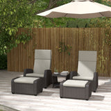 Outsunny 5 PCs Rattan Garden Furniture Set with Reclining Chairs, Table, Brown