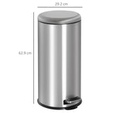 30L Pedal Bin, ?29.2 cm-Black/Silver