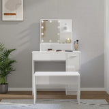 Dressing Table Set with LED Grey Sonoma Engineered Wood