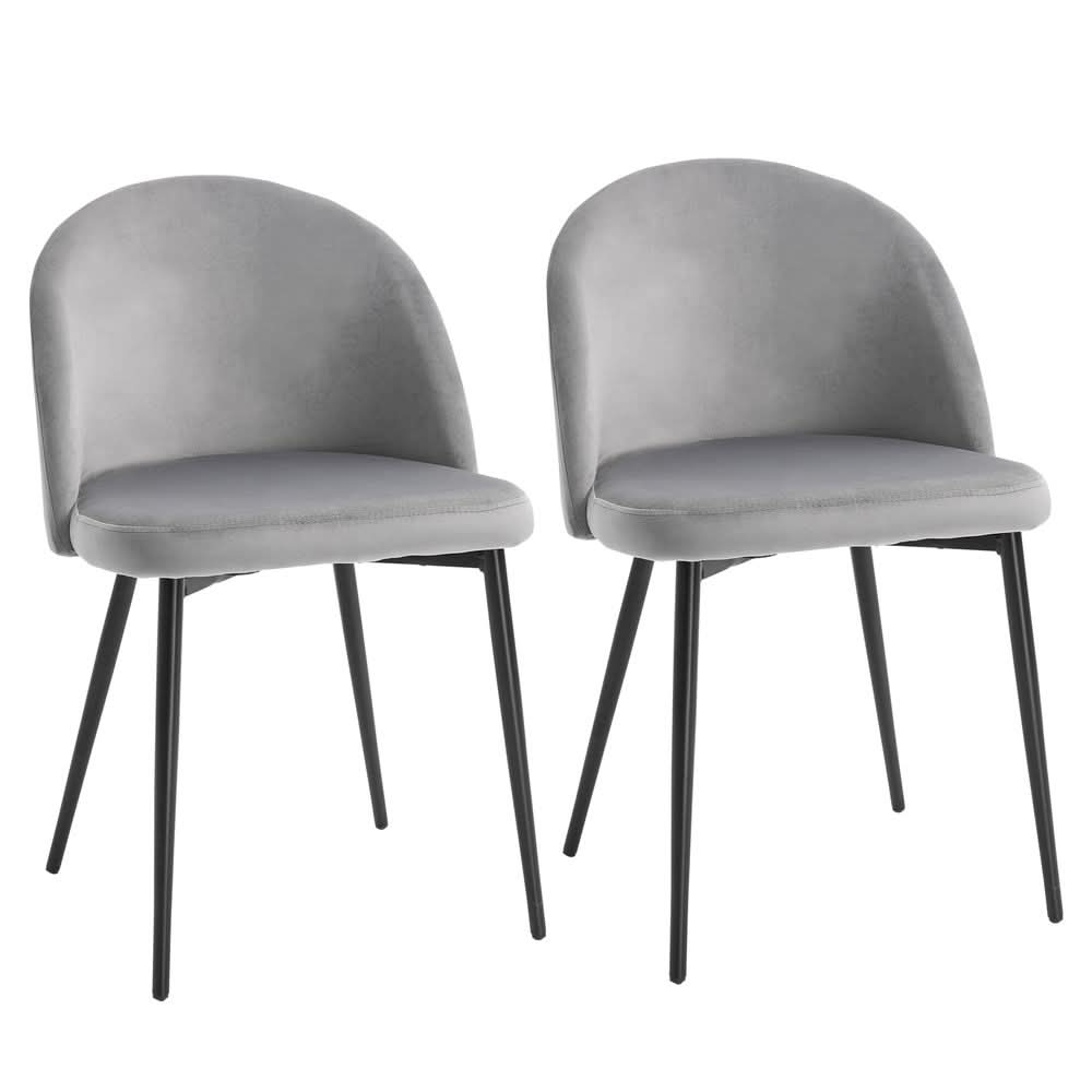 2 Pieces Modern Upholstered Fabric Bucket Seat Dining Chairs Living Room Grey