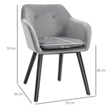 2 Pieces Modern Upholstered Fabric Bucket Seat Dining Room Armchairs - Grey