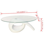 Coffee Table with Oval Glass Top High Gloss White