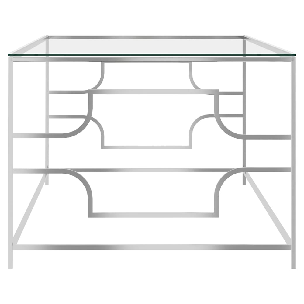 Coffee Table Silver 120x60x45 cm Stainless Steel and Glass