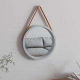 Wall Mirror with Strap White Ø 35 cm