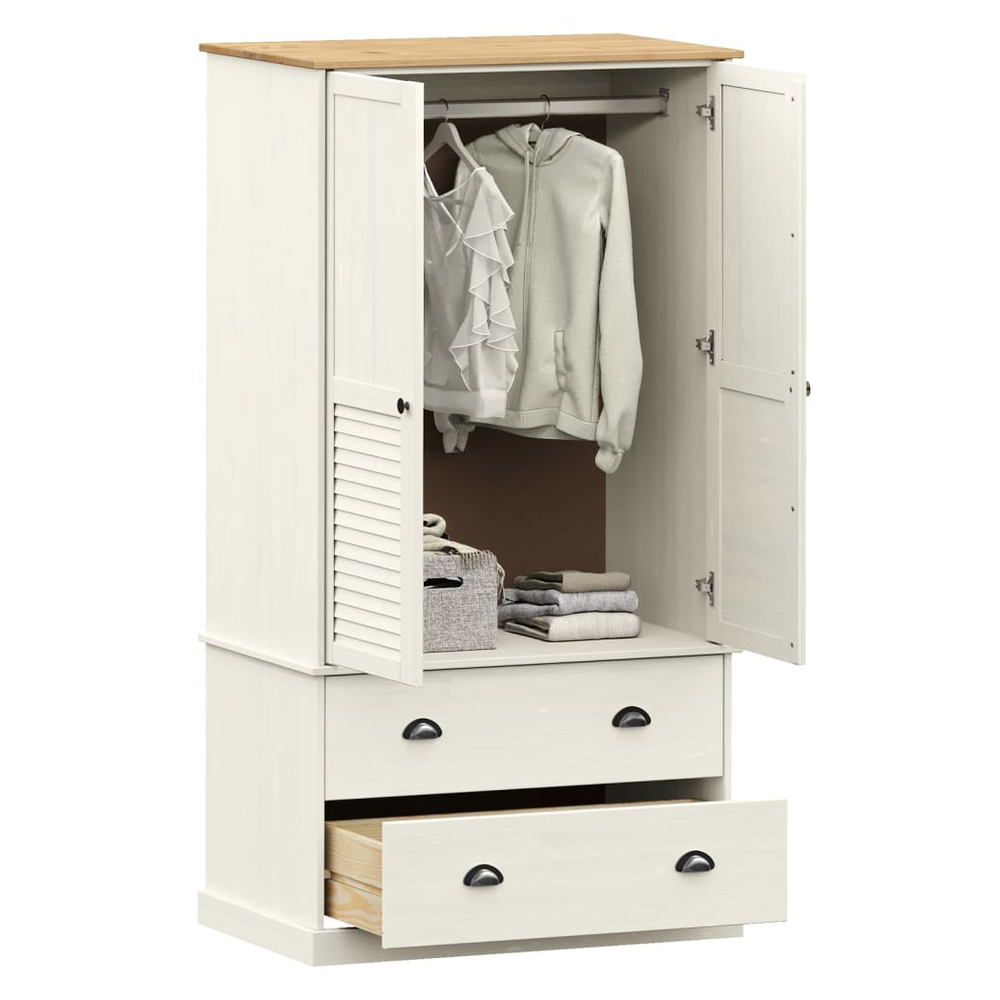 Wardrobe VIGO White 90x55x176 cm Solid Wood Pine