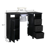 MDF Double Cabinet 3 Drawers 1 Door With Fan Manicure Table Black