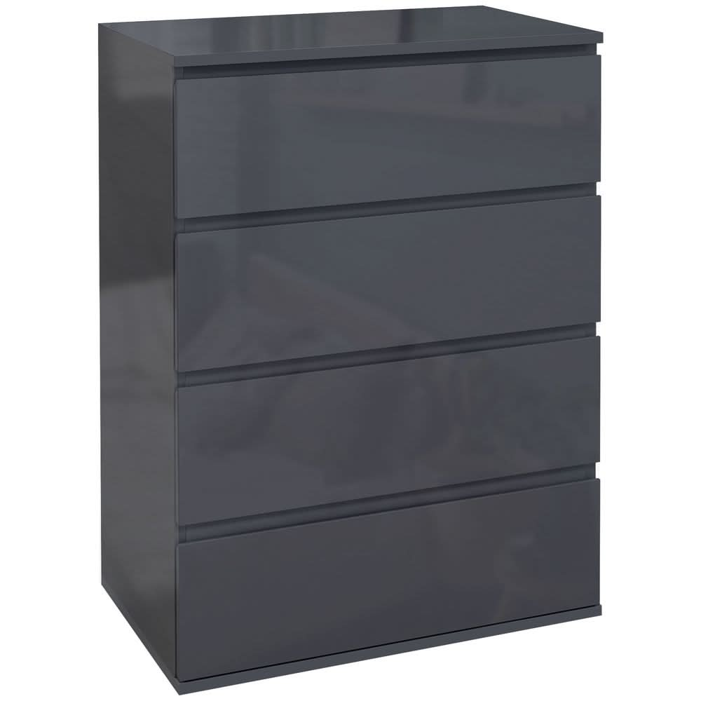 Bedroom Chest of Drawers, High Gloss 4 Drawers Dresser, Drawer Unit