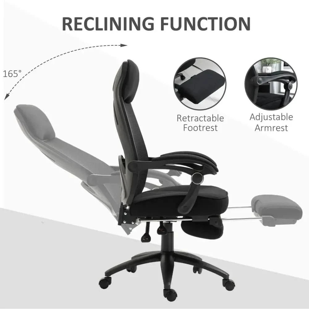 Swivel Office Chair Recliner Lunch Break Chair Adjustable Height w/ Footrest