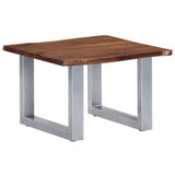 Coffee Table with Live Edges Grey 60x60x40 cm Solid Acacia Wood