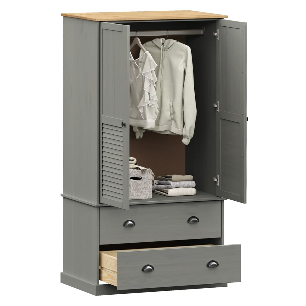 Wardrobe VIGO Grey 90x55x176 cm Solid Wood Pine