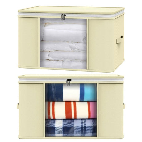 2pcs Clothes Storage Bags Organiser Big Capacity Wardrobe Duvet Underbed Storage Moisture-Proof Big Clear Windows