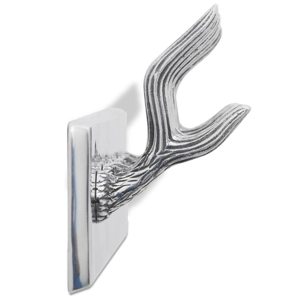 Wardrobe Coat Hooks 2 pcs Silver Aluminium