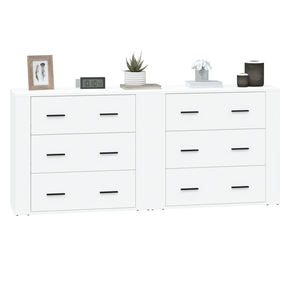 Sideboards 2 pcs White Engineered Wood