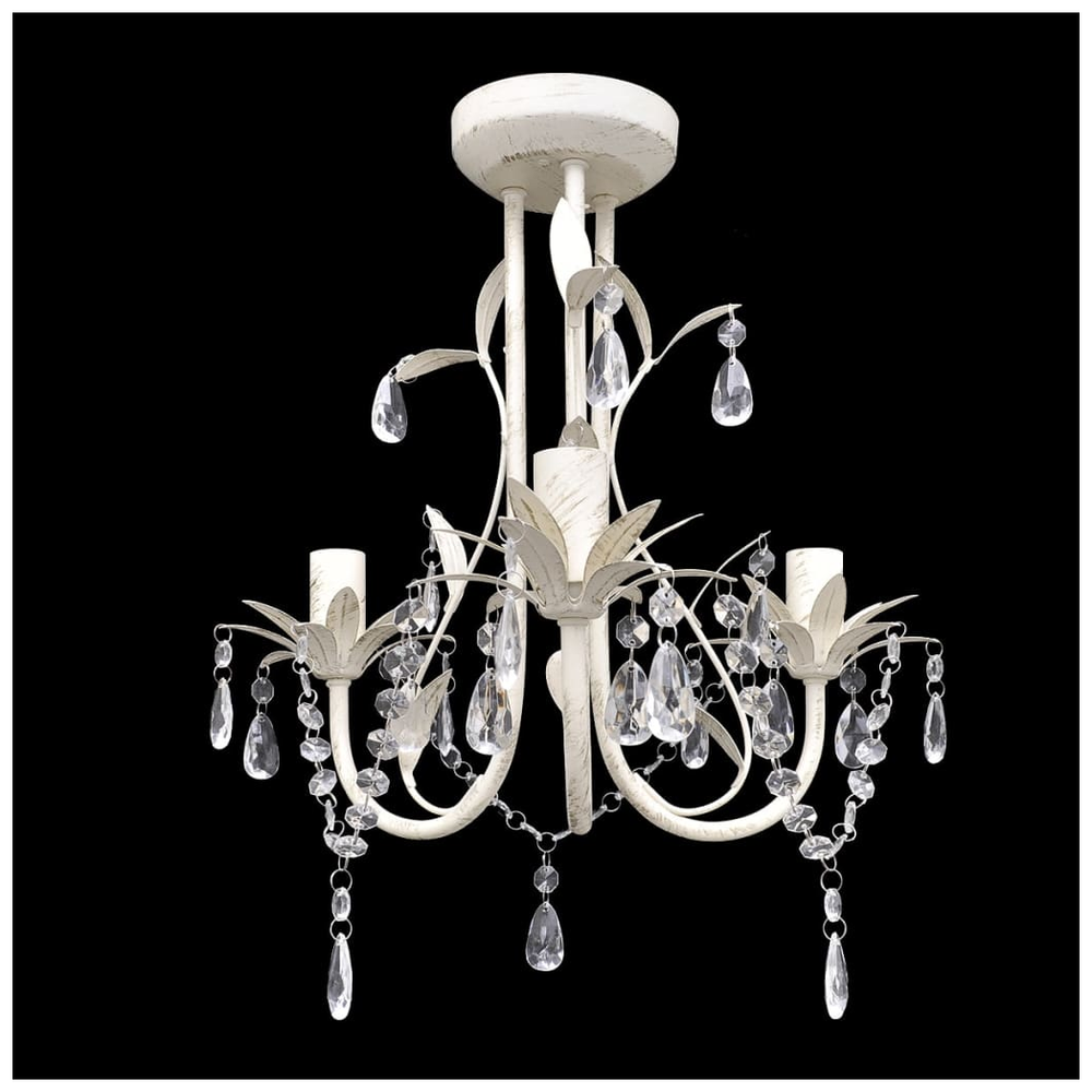 Crystal Pendant Ceiling Lamp Chandeliers 2 pcs Elegant White