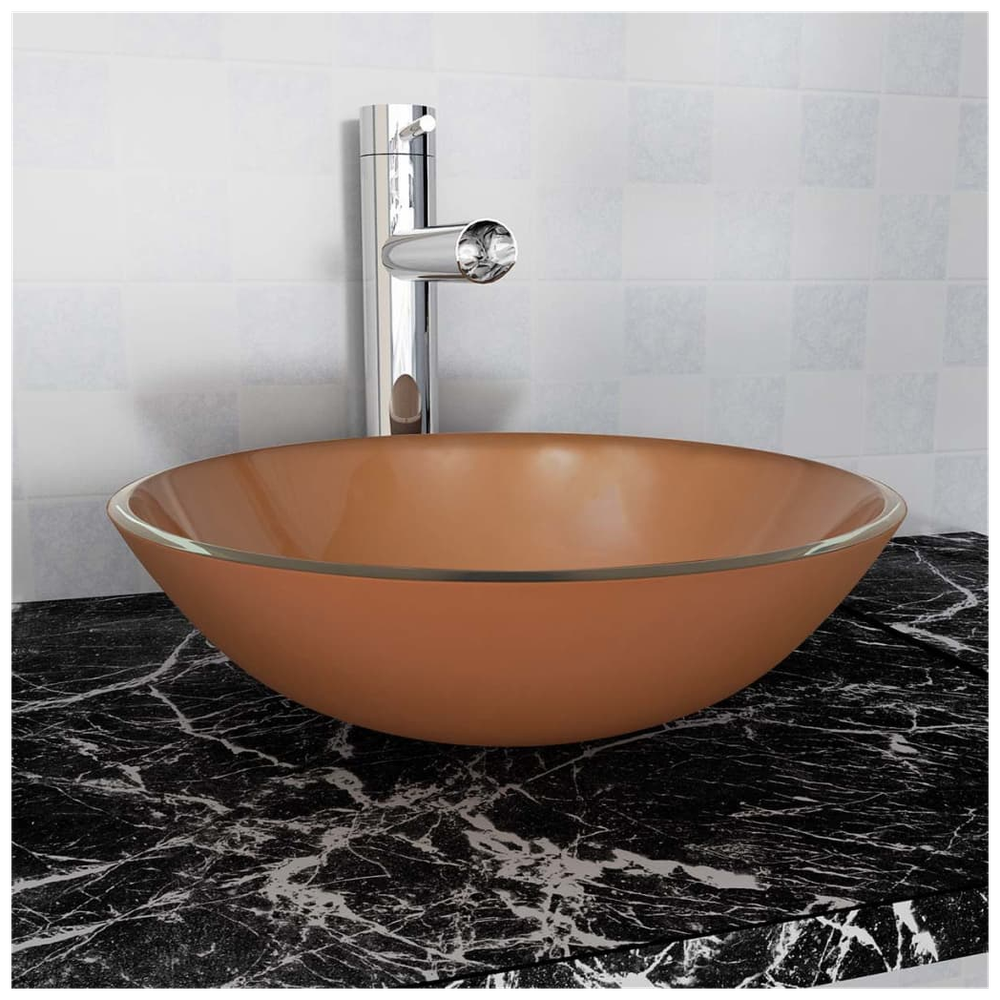 Basin Tempered Glass 42 cm Brown