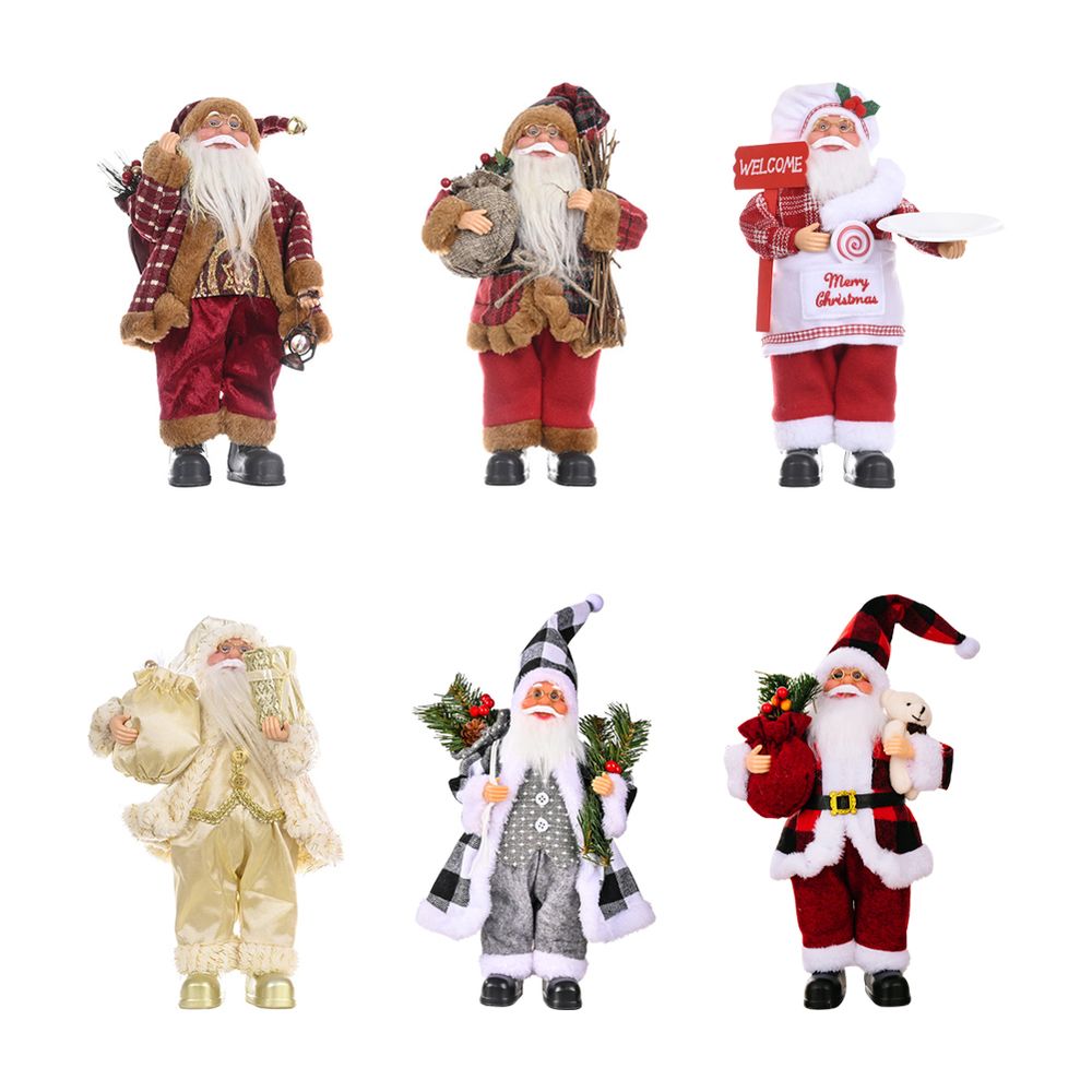 2024 Christmas Santa Claus Toy With Gift Bag Stand Santa Claus Decor Resin Mini Holding Presents Home Navidad Party Ornaments