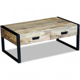 Coffee Table with 2 Drawers Solid Mango Wood 100x60x40 cm