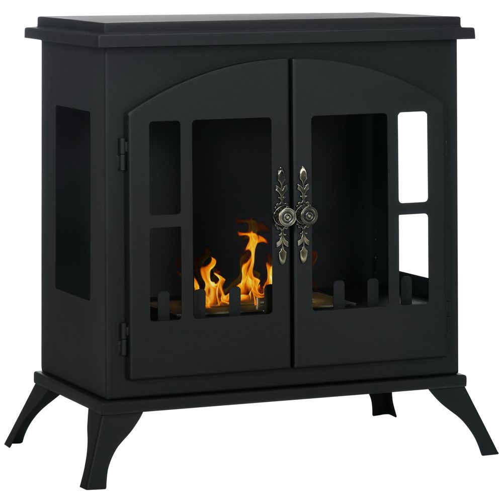 Ethanol Fireplace Stove Freestanding Bioethanol Fire w/ 0.9L Tank Black