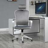 High-Back Office Chair Home Rocking w/ Wheel, Up-Down Headrest, Grey Vinsetto