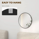 Wall Mirror for Living Room Bedroom, 61 cm Circle Bathroom Mirror, Black