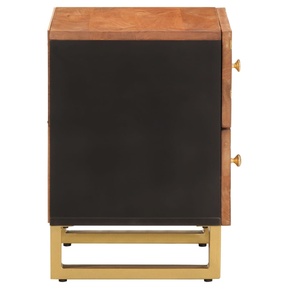 Bedside Cabinet Brown and Black Solid Wood Mango