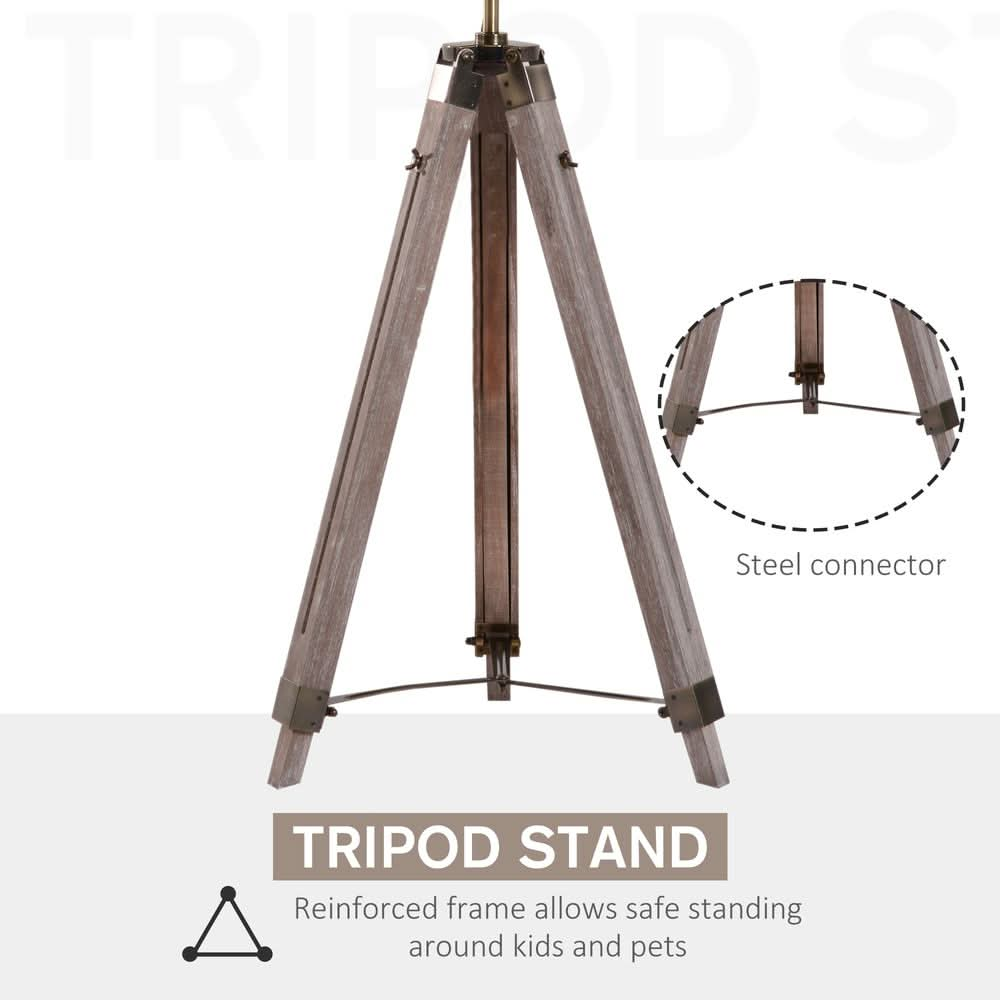 Tripod Floor Lamp, 65L,Wood/Bronze Colour