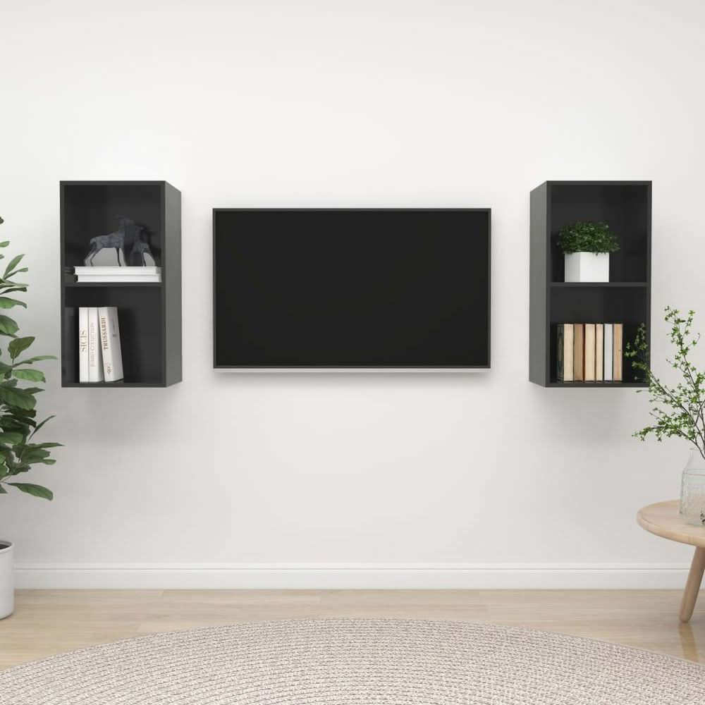 Wall-mounted TV Cabinets 2 pcs White Engineered Wood