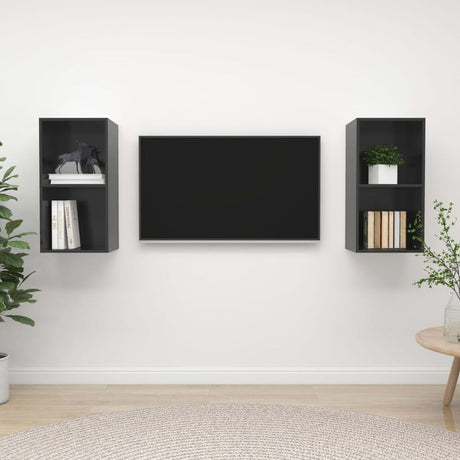 Wall-mounted TV Cabinets 2 pcs White Engineered Wood