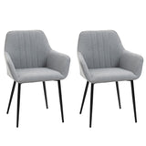 Set of 2 Dining Chairs Upholstered with Metal Legs, Light Grey 2 h