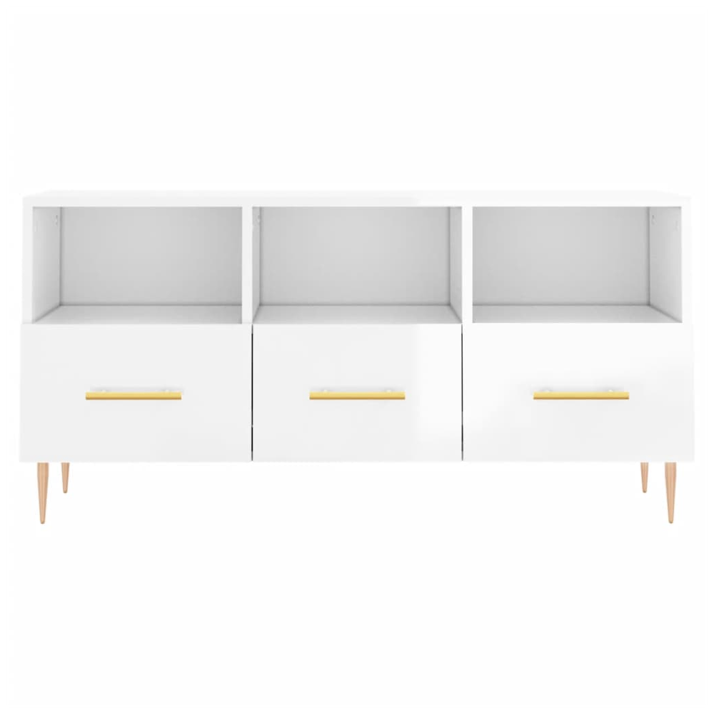 TV Cabinet High Gloss White 102x36x50 cm Engineered Wood