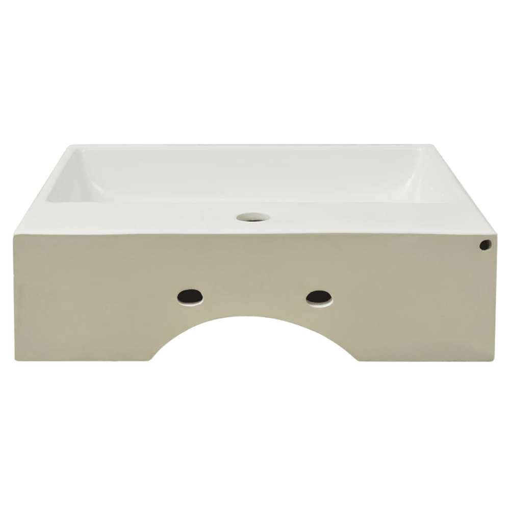 Basin with Faucet Hole Ceramic White 51.5x38.5x15 cm