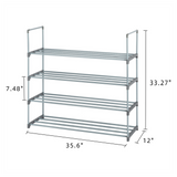 2 Set 4 Tiers Shoe Rack Shoe Tower Shelf Storage Organizer For Bedroom, Entryway, Hallway, and Closet Gray Color