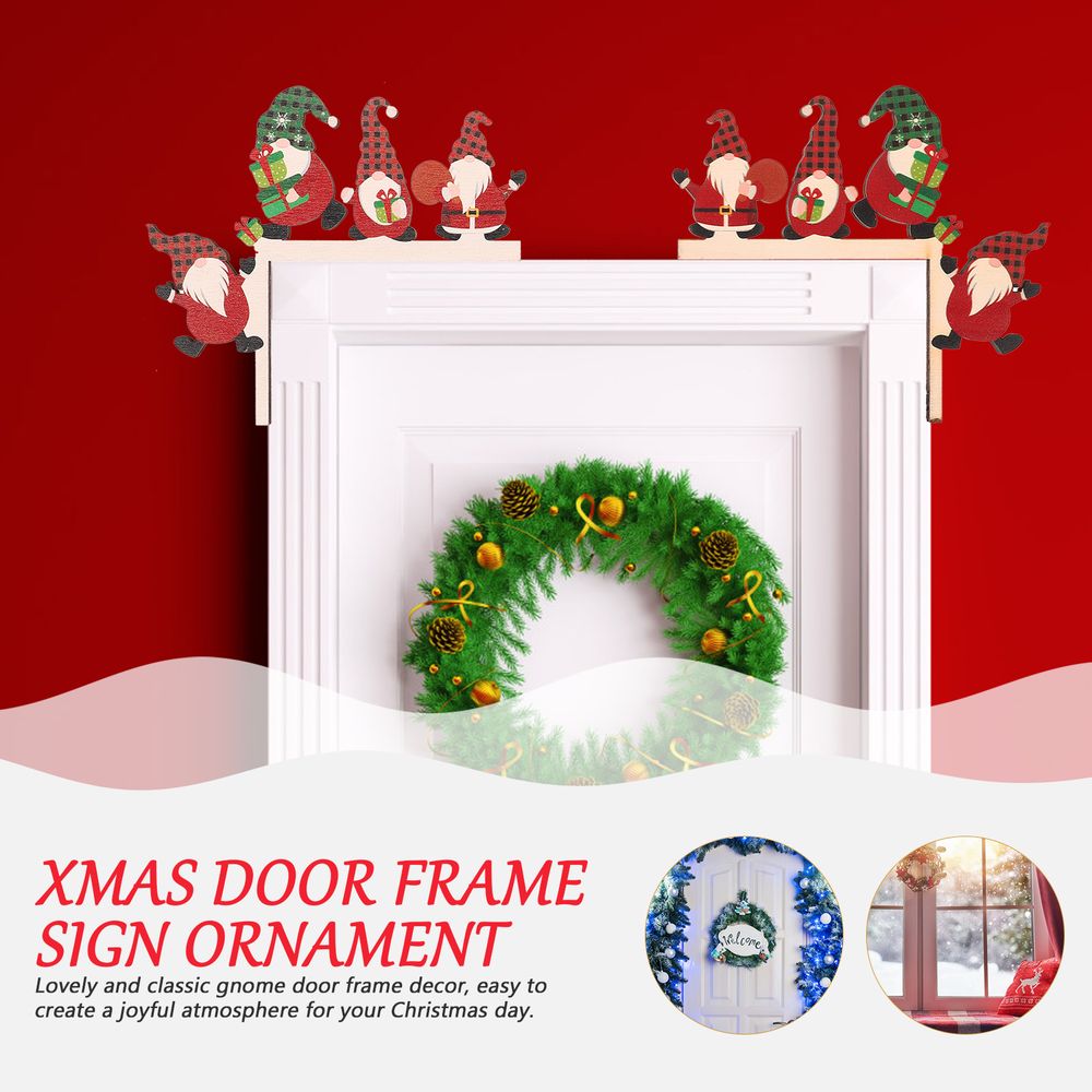 2Pcs Christmas Door Frame Decoration Santa Elk Wooden 2023 Door Frame Christmas Decorations Decor Home New Year Gifts