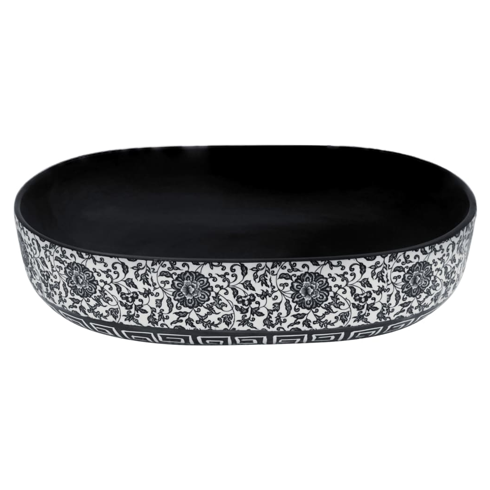 Countertop Basin Black and Blue Oval 59x40x14 cm Ceramic