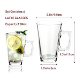 200ml (7oz) 6 Latte Glasses Cup Tea Coffee Cappuccino Hot Drink