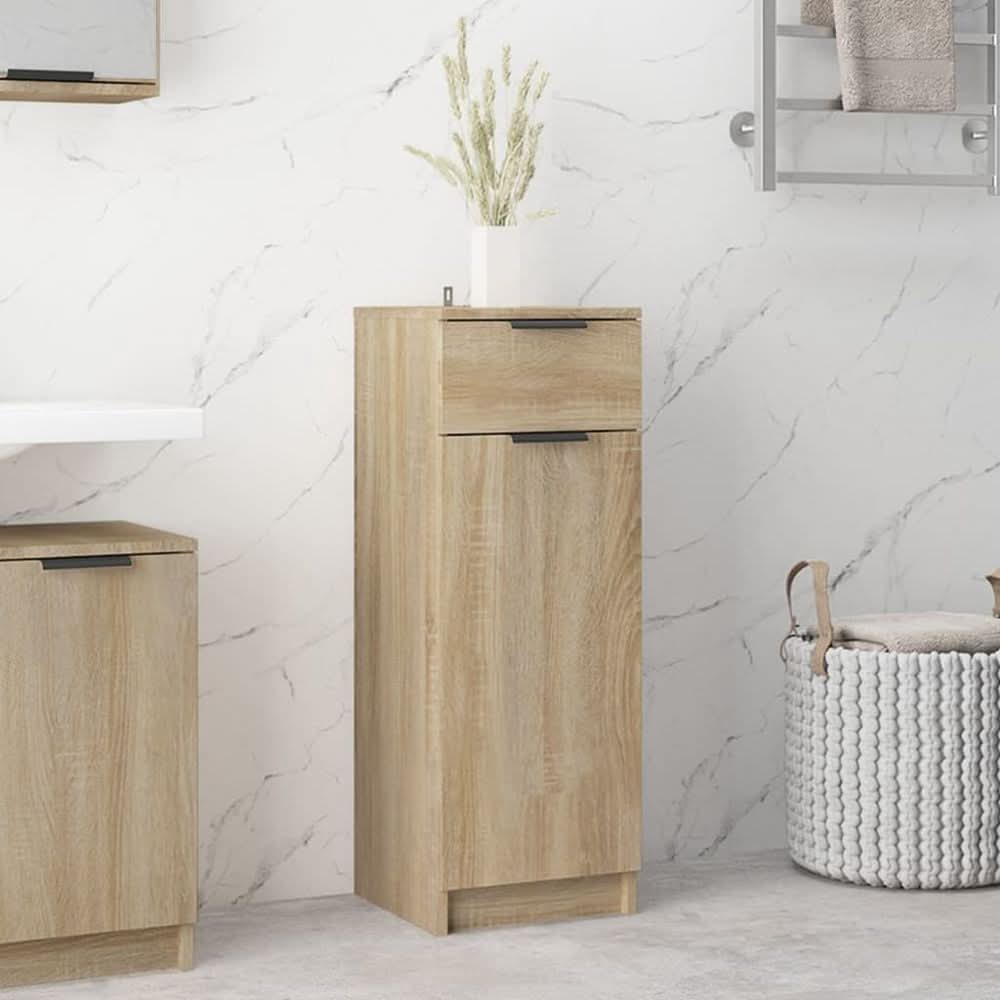 Bathroom Cabinet Smoked Oak 32x34x90 cm Engineered Wood