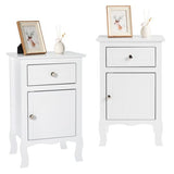 Country Style MDF Spray Paint Curved Feet One Draw One Door Night Table White