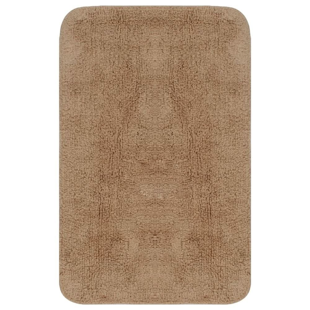 Bathroom Mat Set 2 Pieces Fabric Beige