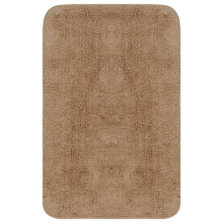 Bathroom Mat Set 2 Pieces Fabric Beige