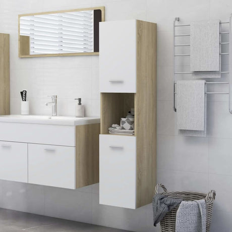 Bathroom Cabinet Smoked Oak 30x30x130 cm Engineered Wood