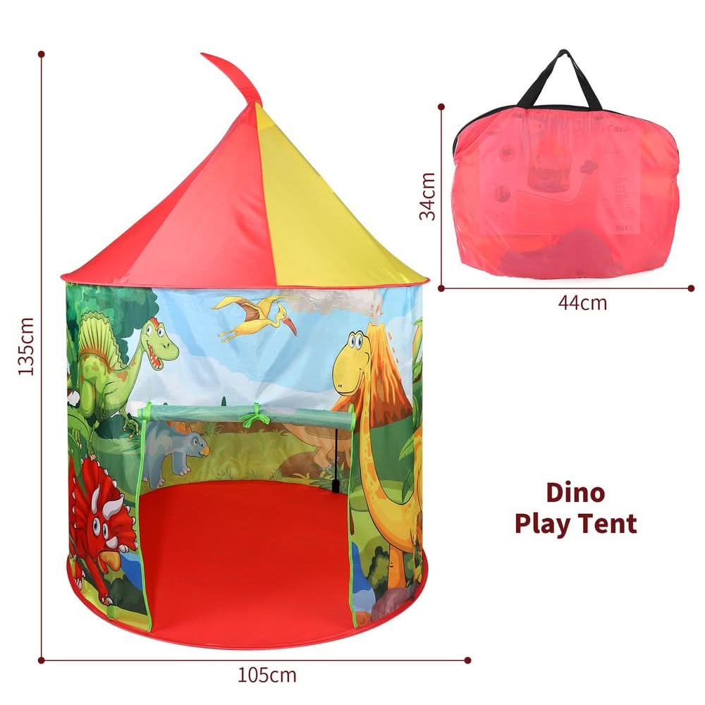 Dinosaur Play Tent Portable Foldable Red & Yellow Pop Up Garden Playhouse Tent