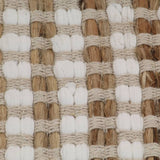 Hand-Woven Jute Bathroom Mat Set Fabric Natural and White