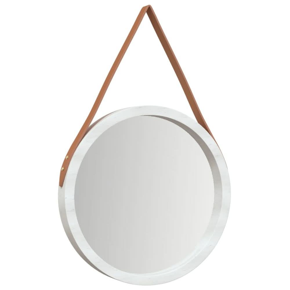 Wall Mirror with Strap White Ø 35 cm