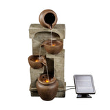 Solar Power Water Fountain Feature with Lights & Battery Back Up