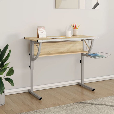 Craft Desk White&Grey 110x53x(58-87) cm Engineered Wood&Steel