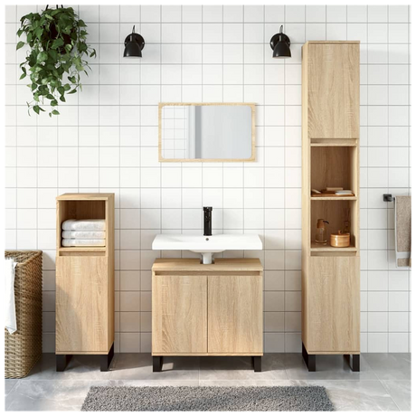 3 Piece Bathroom Furniture Set Sonoma Oak Engineered Wood