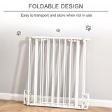 Pet Safety Gate 3-Panel Playpen Metal Fence W/ Walk Through Door White