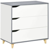 Chest of Drawers 3-Drawer Dresser Storage Cabinet with Solid Wood Legs White