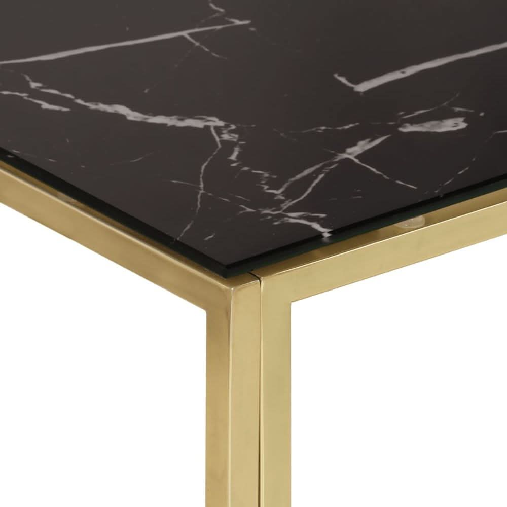 Coffee Table Gold Stainless Steel and Tempered Glass