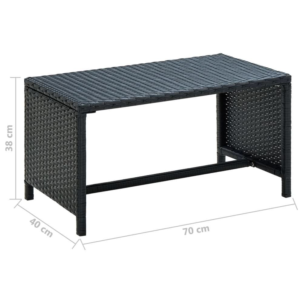 Coffee Table Black 70x40x38 cm Poly Rattan